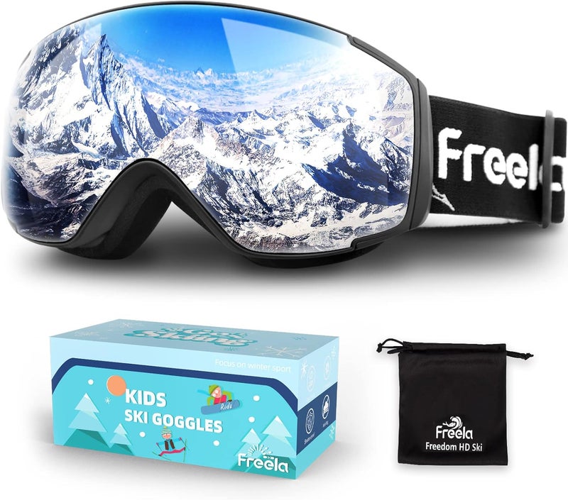 Freela Kids Ski Snowboard Goggles for Toddler(3-14) Youth Anti Fog Anti UV Goggles Girls Boys Snow Skiing Equipment - Image 1